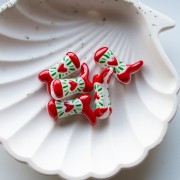 Perlina Santiag - stivale da cowboy 24x17 mm in vetro - Cuore - Rosso - Verde