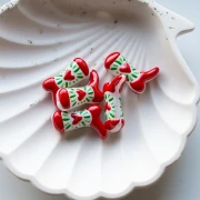 Perlina Santiag - stivale da cowboy 24x17 mm in vetro - Cuore - Rosso - Verde