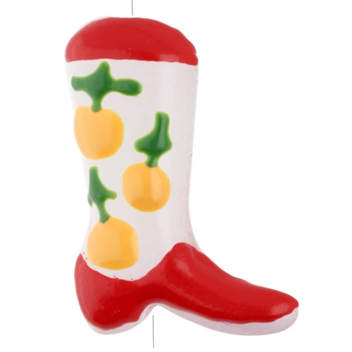 Perla Santiag - Stivale da cowboy 24x17 mm in vetro - Motivo frutta - Rosso - Pesca