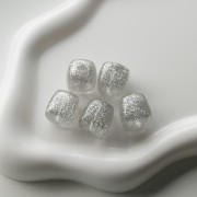 Perle cubiche irregolari 16x17mm - seconda scelta Acrilico trasparente Argento x10