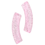 Perle tubolari curve 32x8 mm in acrilico trasparente - Rosa Brillantini Argento x6
