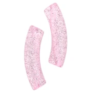 Perle tubolari curve 32x8 mm in acrilico trasparente - Rosa Brillantini Argento x6