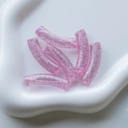 Perle tubolari curve 32x8 mm in acrilico trasparente - Rosa Brillantini Argento x6