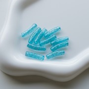 Perle tubolari curve 19x5 mm in acrilico trasparente - Blu Brillantini Argento x10