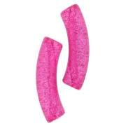 Perle tubolari curve 32x8 mm in acrilico trasparente - Fucsia Brillantini Argento x6