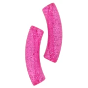 Perle tubolari curve 32x8 mm in acrilico trasparente - Fucsia Brillantini Argento x6