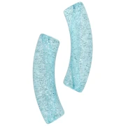 Perle tubolari curve 32x8 mm in acrilico trasparente - Blu Brillantini Argento x6