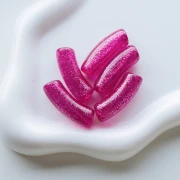 Perle tubolari curve 35x11 mm in acrilico trasparente - Fucsia Brillantini Argento x6