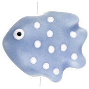 20x16 mm Perlina pesce in ceramica - Blu ghiaccio - Bianco x1