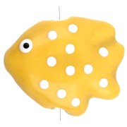 20x16 mm Perlina pesce in ceramica, a pois - Giallo - Bianco x1