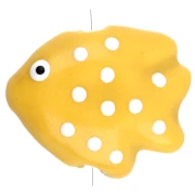 20x16 mm Perlina pesce in ceramica, a pois - Giallo - Bianco x1