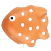 20x16 mm Perla di pesce in ceramica a pois - Arancione - Bianco x1