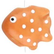 20x16 mm Perla di pesce in ceramica a pois - Arancione - Bianco x1
