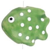 20x16 mm Perlina pesce in ceramica, a pois - Verde - Bianco x1