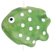 20x16 mm Perlina pesce in ceramica, a pois - Verde - Bianco x1