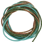 Cordoncino in poliestere intrecciato e metallizzato 1,6 mm - Tie and Dye - Verde - Marrone x2m
