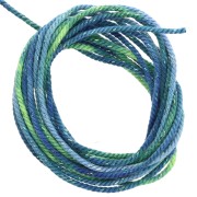 Cordoncino in poliestere intrecciato e metallizzato 1,6 mm - Tie and Dye - Verde - Blu x2m
