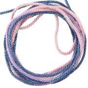 Cordoncino in poliestere intrecciato e metallizzato 1,6 mm - Tie and Dye - Blu - Rosa x2m