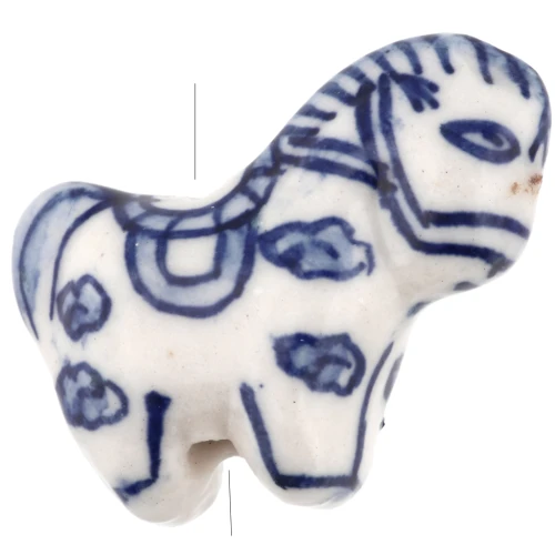 Cavallo in ceramica 22x28 mm - Bianco - Blu x1