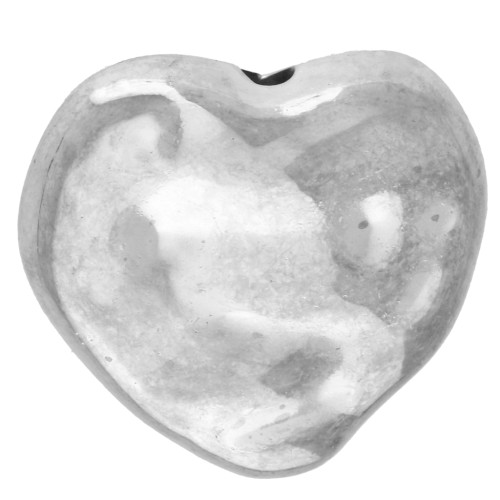 Perla a forma di cuore irregolare martellata 13,5x14 mm in acrilico metallizzato CCB - Argento x8