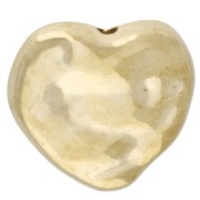 Perla a forma di cuore irregolare martellata 13,5x14 mm in acrilico metallizzato CCB - Dorato x8