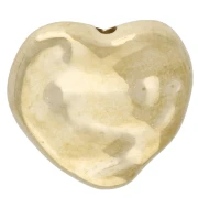 Perla a forma di cuore irregolare martellata 13,5x14 mm in acrilico metallizzato CCB - Dorato x8