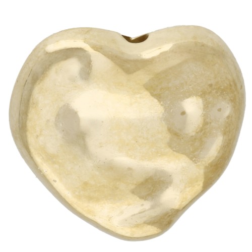 Perla a forma di cuore irregolare martellata 13,5x14 mm in acrilico metallizzato CCB - Dorato x8