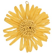 Ciondoli a forma di fiore in rafia da 55 mm - Giallo x2
