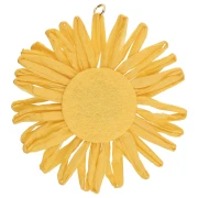 Ciondoli a forma di fiore in rafia da 55 mm - Giallo x2