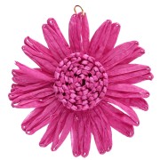 Ciondoli a fiore in rafia da 55 mm - Fucsia x2