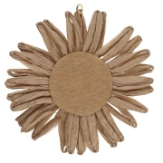 Ciondoli a fiore in rafia da 55 mm - Beige x2