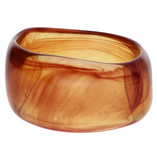 Bracciale di perline irregolari in acrilico opaco di 62 mm di spessore - Ambra marmorizzata x1