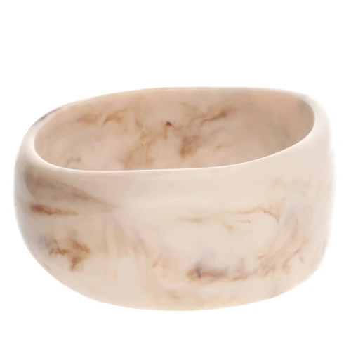 Bracciale a giunchi irregolari spessi in acrilico opaco 62 mm - Beige marmorizzato - Marrone