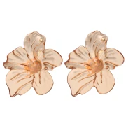 Orecchini a fiore 66x62 mm in acrilico e Perla - Marrone - Arancione x2
