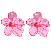 Orecchini a fiore 66x62 mm in acrilico e perle - Rosa - Arancione x2