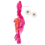 Orecchini a fiore 66x62 mm in acrilico e perle - Rosa - Arancione x2