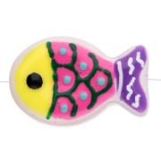 Perle di vetro per pesci 20x13 mm - Giallo fluorescente - Rosa fluorescente - Viola x1