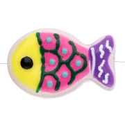 Perle di vetro per pesci 20x13 mm - Giallo fluorescente - Rosa fluorescente - Viola x1