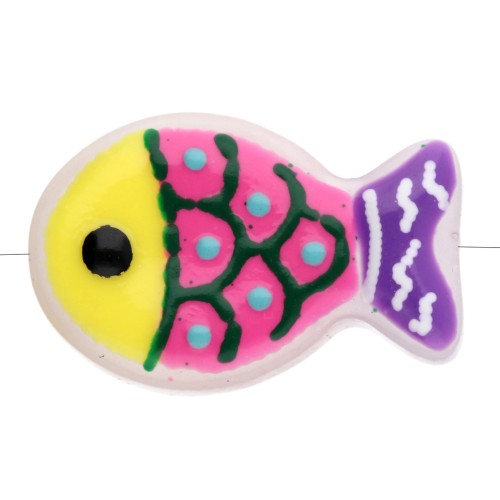 Perle di vetro per pesci 20x13 mm - Giallo fluorescente - Rosa fluorescente - Viola x1