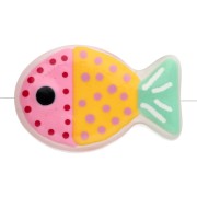 Perle di vetro a forma di pesce 20x13 mm - Motivo a pois - Rosa - Arancione - Verde menta x1