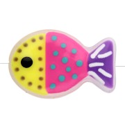 Perle di vetro a forma di pesce 20x13 mm - Motivo a pois - Giallo fluorescente - Rosa fluorescente - Viola x1