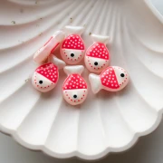 Perla pesce in vetro 20x13 mm - Motivo a pois - Nude - Rosa corallo fluorescente - Bianco x1