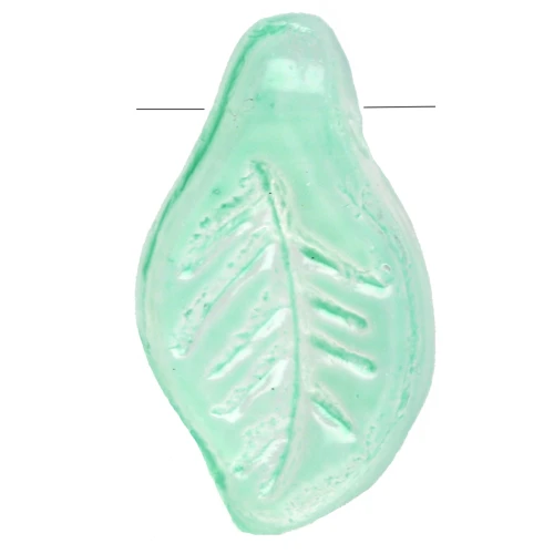 Foglie di vetro 12x6,5 mm - Verde menta x6