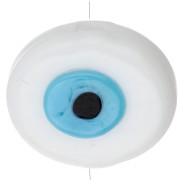 Perla di vetro ovale irregolare 21x17 mm - Motivo occhio - Bianco - Azzurro x1