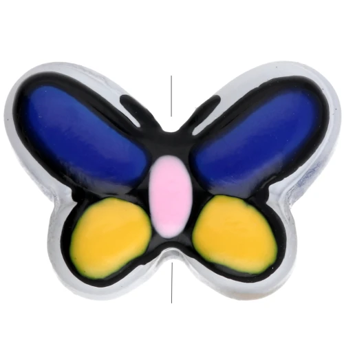 Perle di vetro a farfalla 14x10 mm - Blu - Giallo - Rosa x1