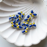 Perle di vetro a farfalla 14x10 mm - Blu - Giallo - Rosa x1