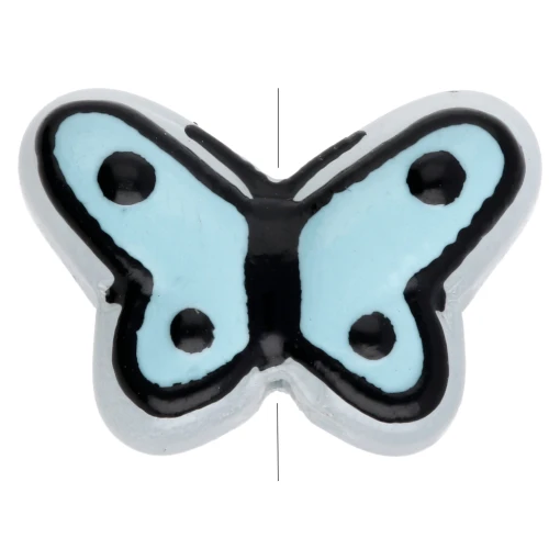 Perle di vetro a farfalla 14x10 mm - Azzurro - Nero x1