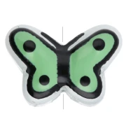 Perle di vetro a farfalla 14x10 mm - Verde salvia - Nero x1