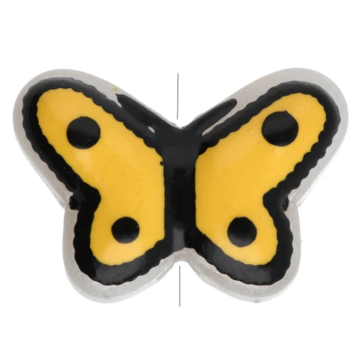 Perle di vetro a farfalla 14x10 mm - Giallo - Nero x1