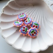 Perla rotonda in vetro appiattito 20 mm - Ciliegia - Lilla - Arancione - Rosso x1